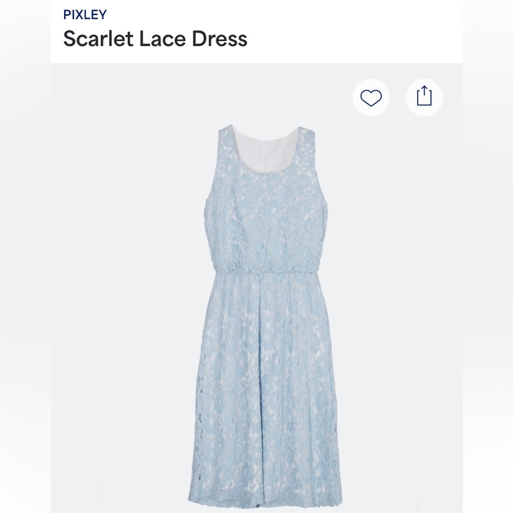 Pixley Scarlet Lace Dress Blue Lined Medium Romantic Sleeveless Elastic Waist
